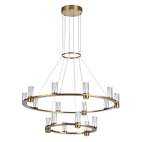 Люстра подвесная Defance 7144/110L Odeon Light прозрачная на 16 ламп, основание бронзовое в стиле классический современный кольца Люстра подвесная Defance 7144/110L Odeon Light прозрачная на 16 ламп, основание бронзовое в стиле классический современный кольца